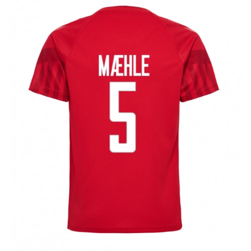 Fotballdrakt Herre Danmark Joakim Maehle #5 Hjemmedrakt VM 2022 Kortermet